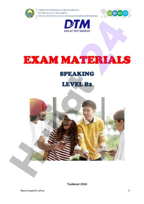 Speaking level b2 exam materials for students