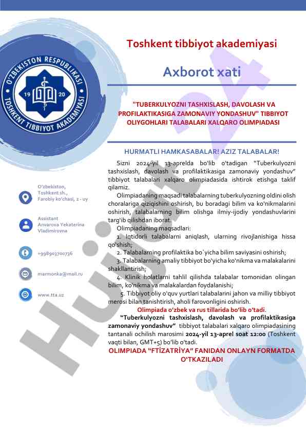 Zamonaviy yondashuvlar tuberkulyozni tashxislashda