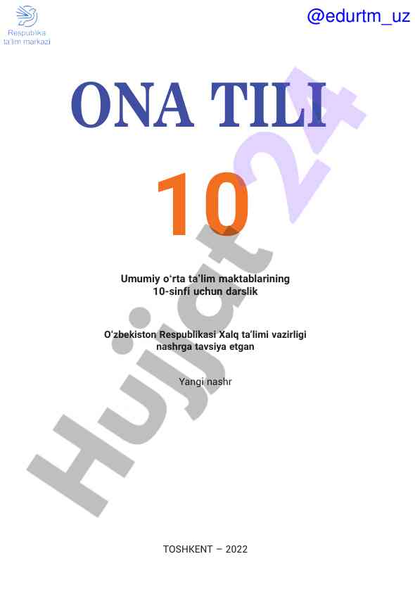 Ona tili darsligi 10-sinf uchun 2022 yilda