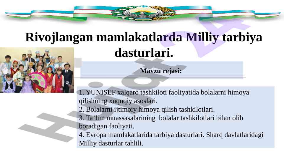Rivojlangan mamlakatlarda milliy tarbiya dasturlari