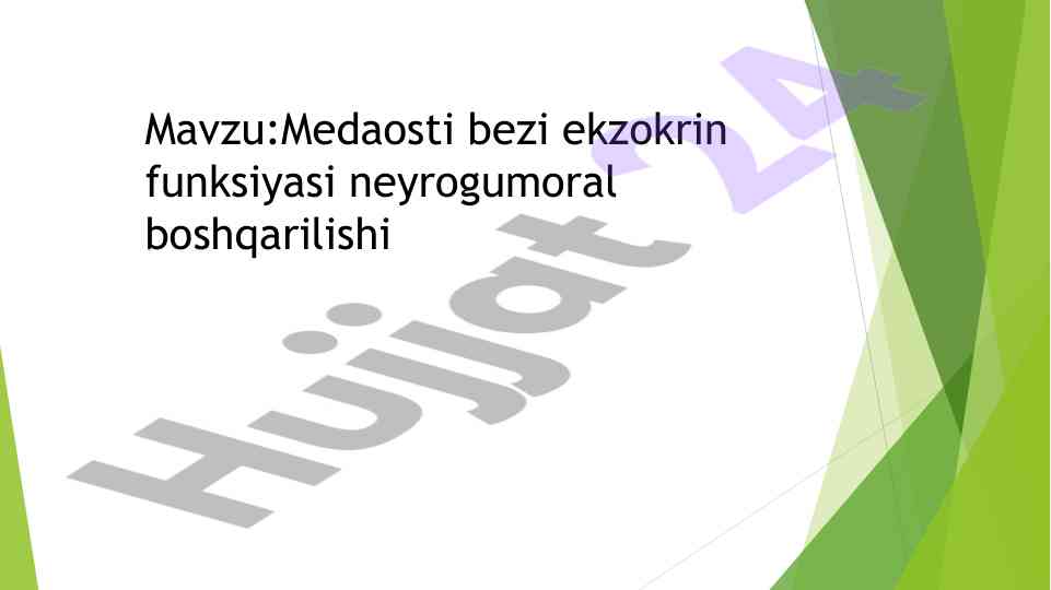 Medaosti bezi ekzokrin funksiyasi va boshqarilishi