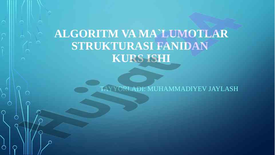 Ma'lumotlarni saralash tezkor xoar algoritmi
