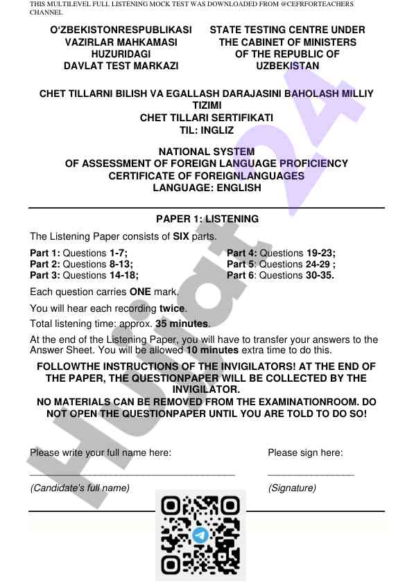 Multilevel english listening mock test overview