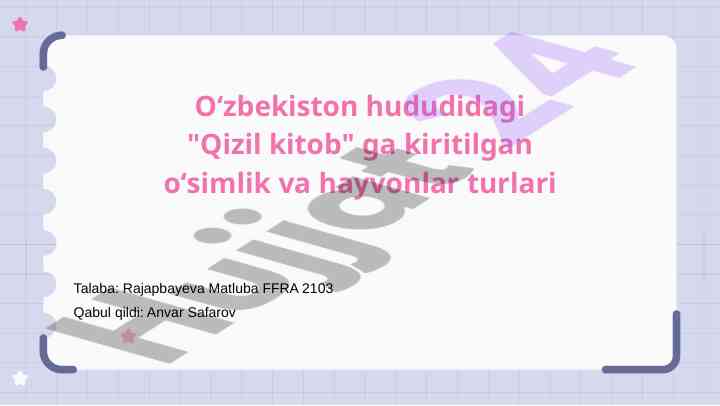 O'zbekiston qizil kitobidagi o'simlik va hayvonlar