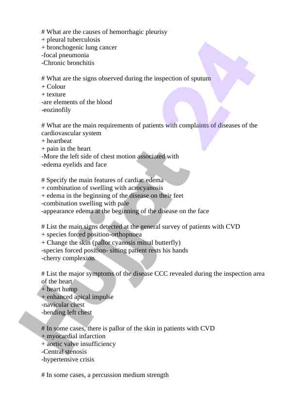 Hemorrhagic pleurisy and cardiovascular disease analysis
