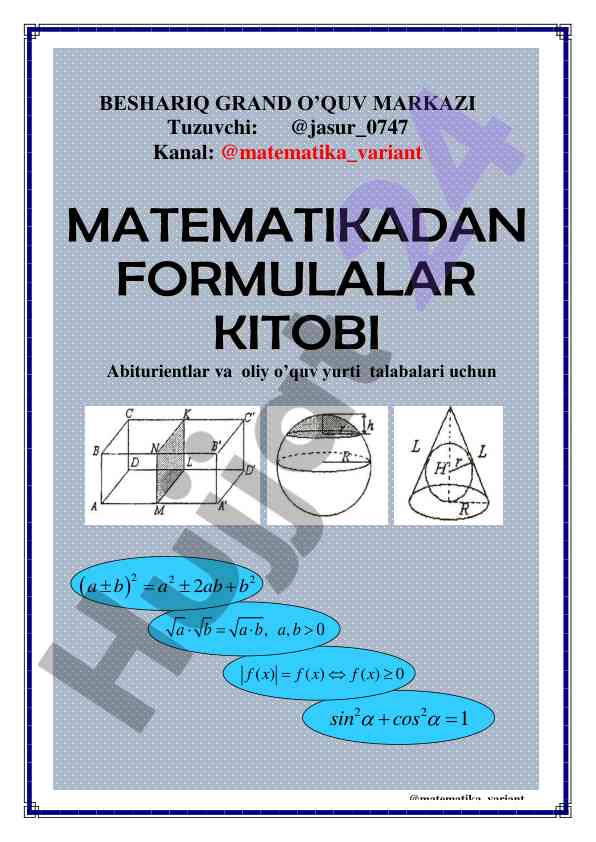 Matematika darsligi: algebra asoslari talabalar uchun