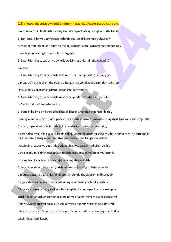 Patologik anatomiyaning vazifalari va usullari