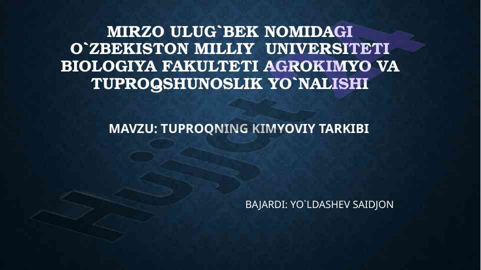 Tuproqning kimyoviy tarkibi tadqiqoti