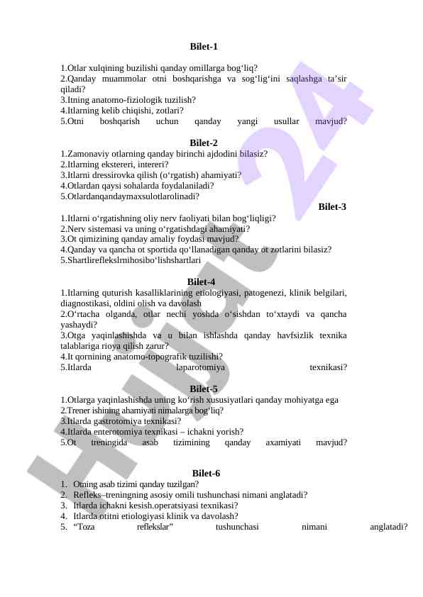 Otlar xulqining buzilishi va ularning boshqarilishi
