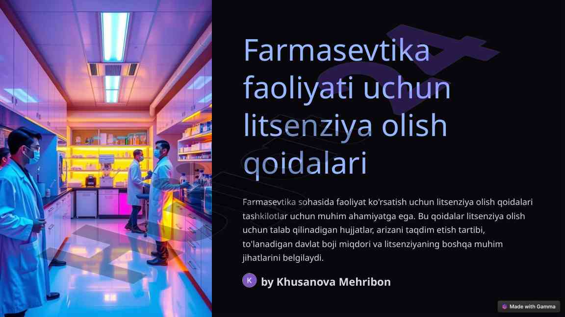 Farmasevtika faoliyati uchun litsenziya qoidalari