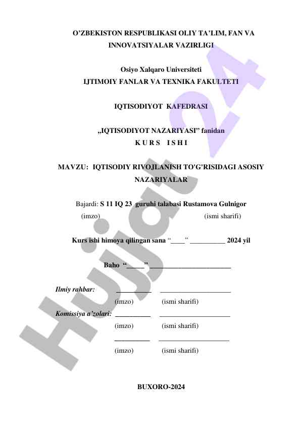 Iqtisodiy rivojlanish to'g'risidagi asosiy nazariyalar