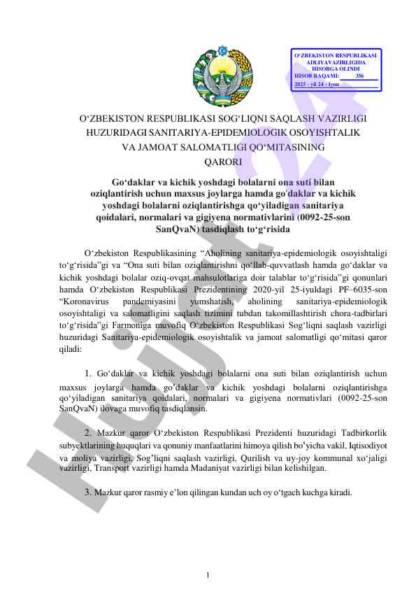 Sanitariya normativlari va gigiyena talablari