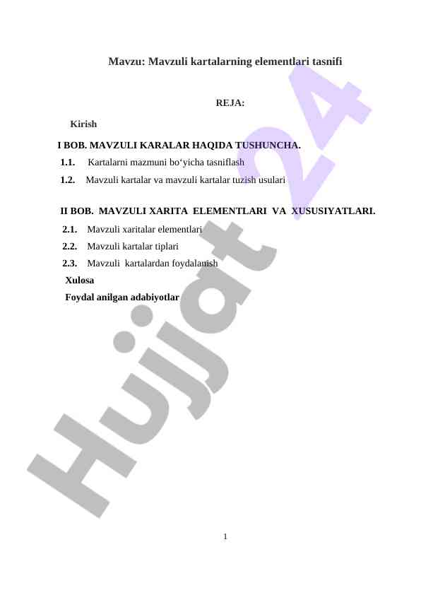 Mavzuli kartalarning elementlari tasnifi