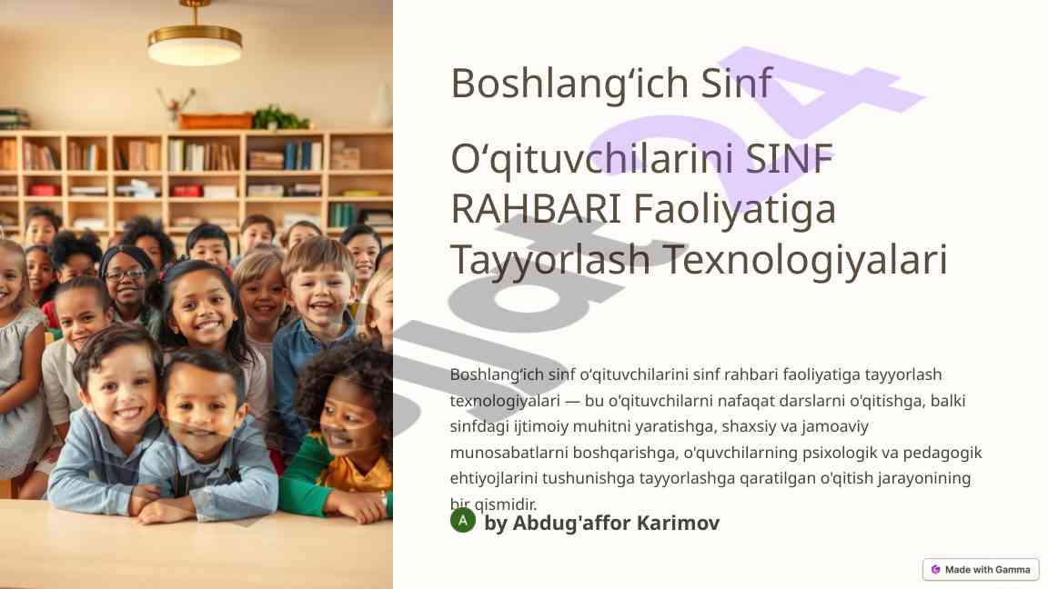Sinf rahbari faoliyatiga tayyorlash usullari