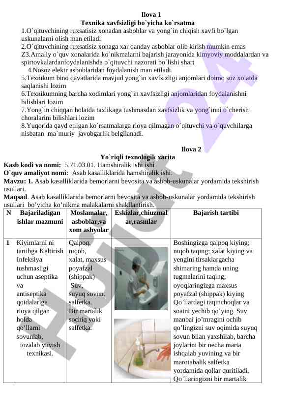 Texnika xavfsizligi bo‘yicha ko‘rsatma