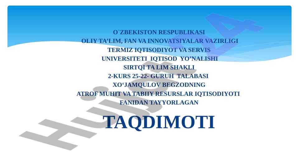 Ekologik samaradorlik va barqaror rivojlanish