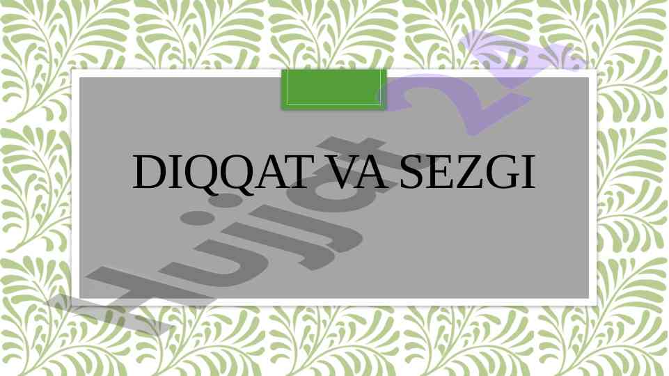 Diqqat va sezgi haqida umumiy tushuncha