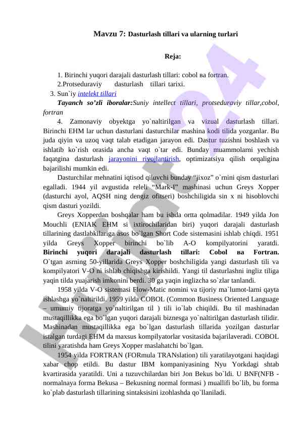 Dasturlash tillari va ularining turlari