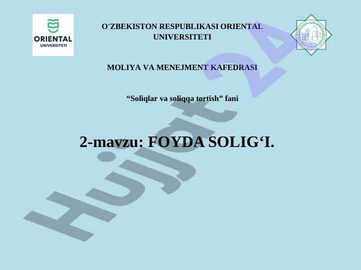 Foyda solig‘i tarixi va ahamiyati
