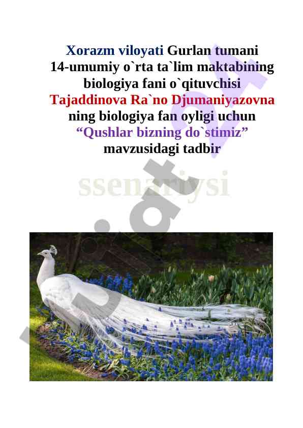 Qushlar bizning do‘stimiz mavzusidagi tadbir