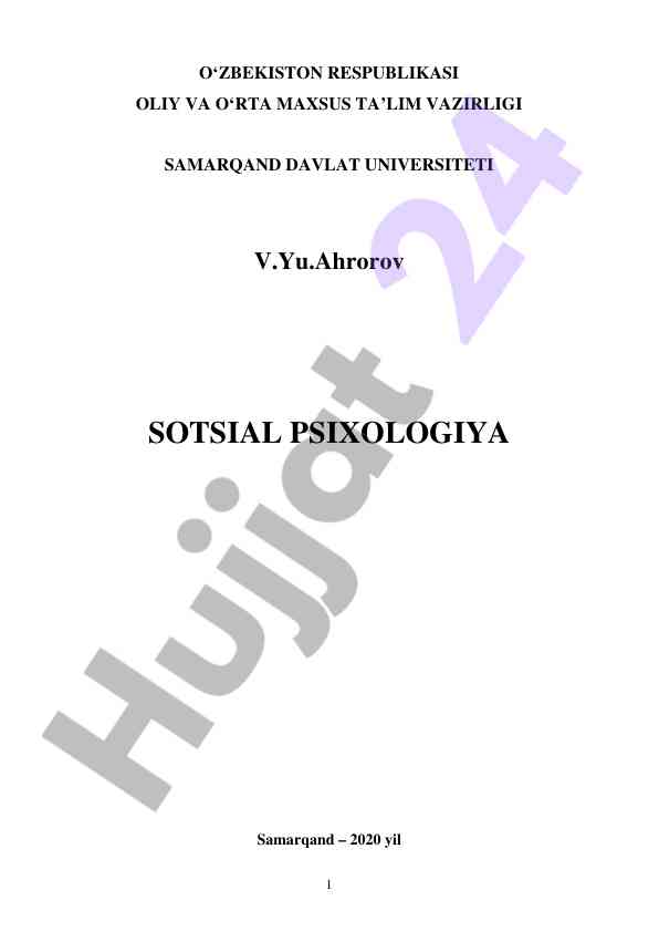 Sotsial psixologiya o‘quv qo‘llanmasi 2020