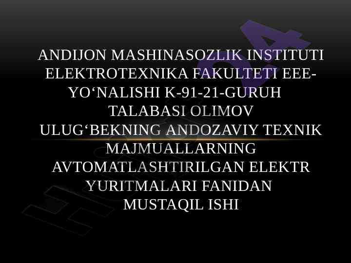 Uzatish mexanizimi tezligini boshqarilishi