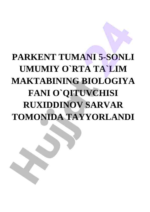 Biologiya fanidan test savollari