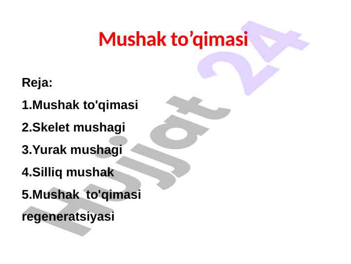Mushak to'qimasi turlari va tuzilishi