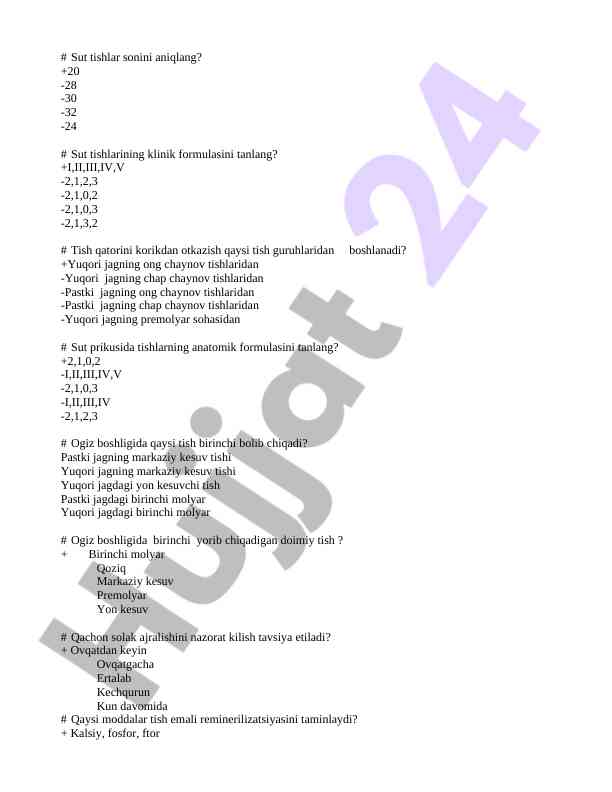 Sut tishlari va ularning klinik formulalari