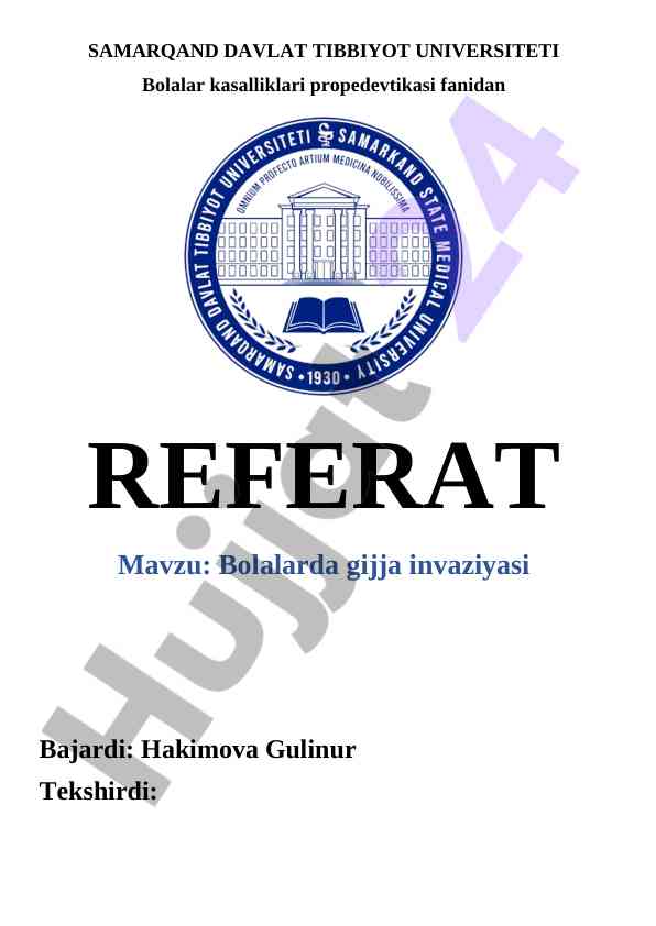 Bolalarda gijja invaziyasi haqida tahlil