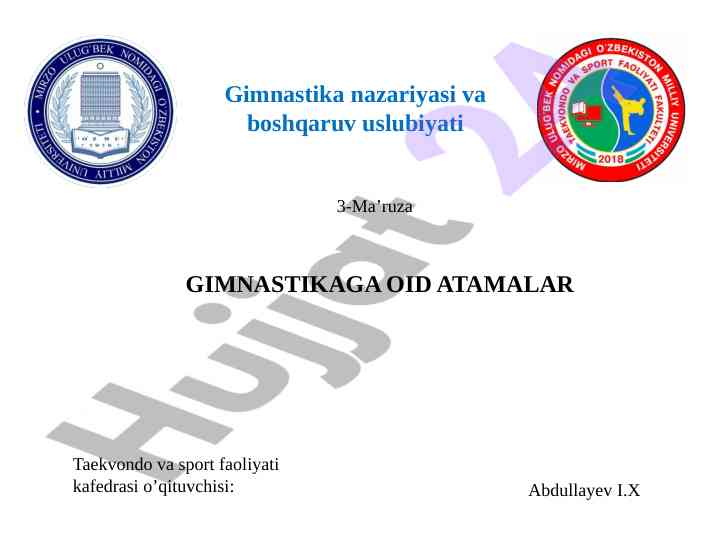 Gimnastika nazariyasi va boshqaruv uslubiyati