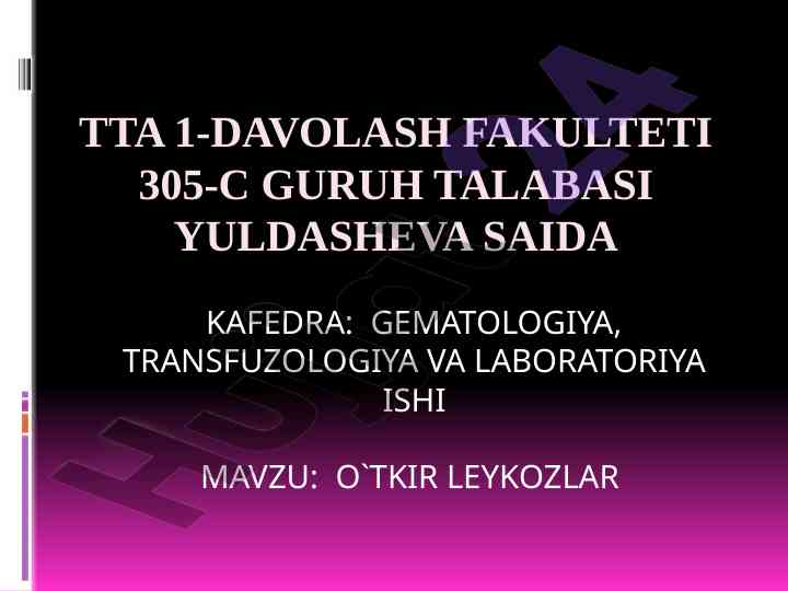 Otkir leykozlar: etiologiya va klassifikatsiya