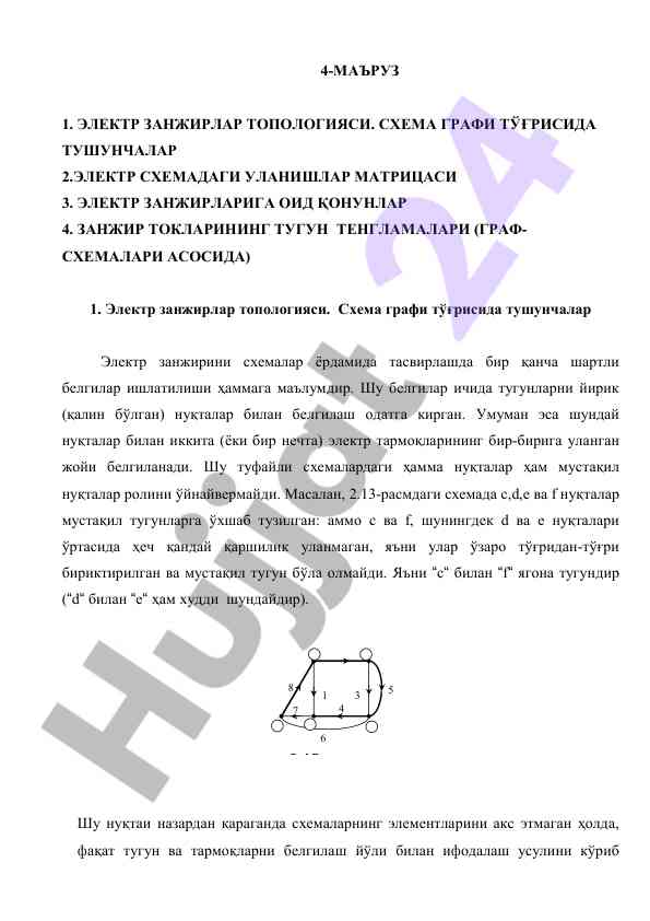 Elektr zanjirlar topologiyasi haqida ma'lumotlar