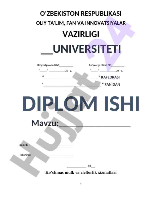 Ko'chmas Mulk Va Rieltorlik Xizmatlari