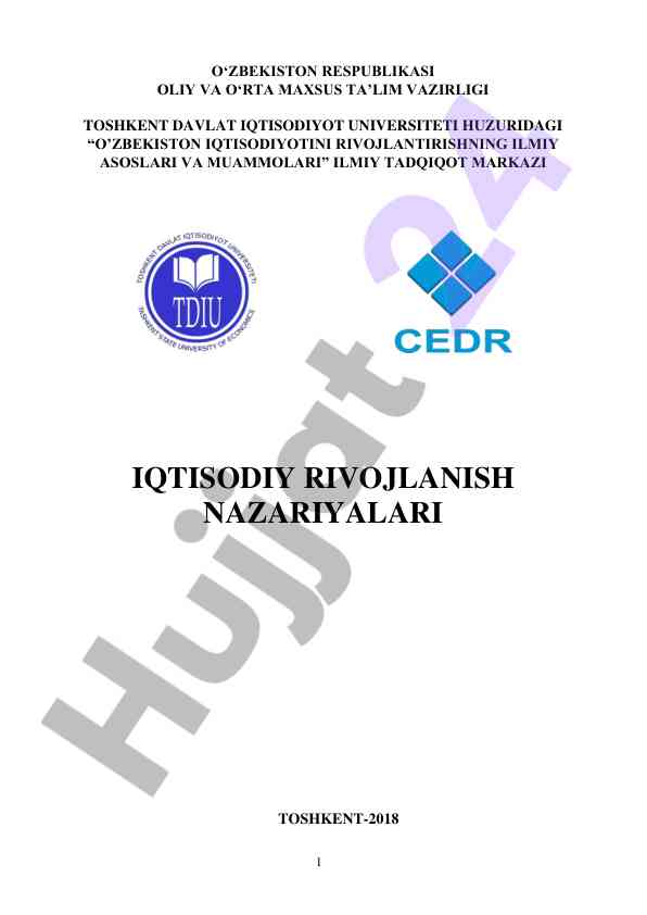 Iqtisodiy rivojlanish nazariyalari darsligi