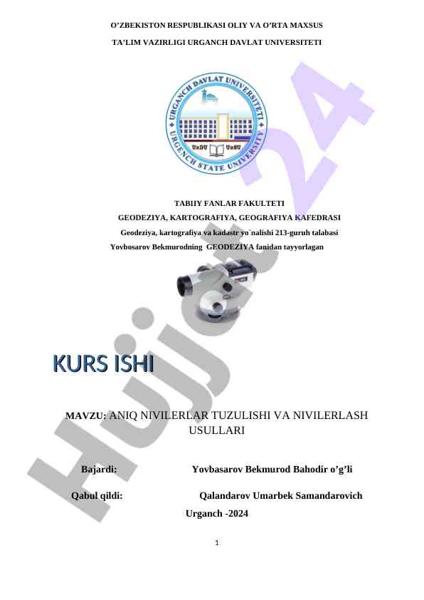 Aniq nivilerlar tuzilishi va nivilerlash usullari