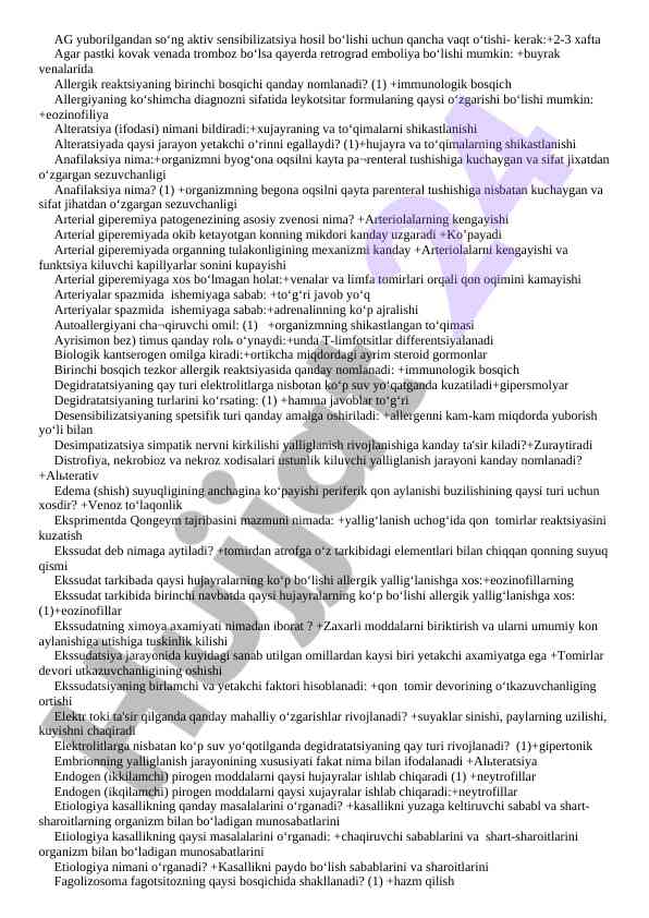 Aktiv sensibilizatsiya va allergik reaktsiyalar