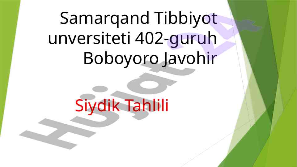 Siydik tahlili keton tanalariga oydinlik berish