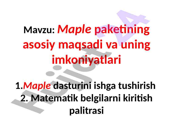 Maple paketining maqsadi va imkoniyatlari
