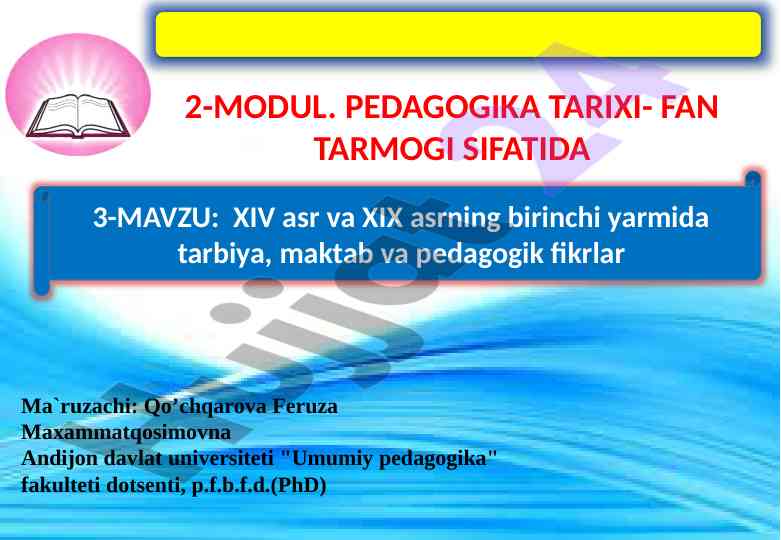 Xiv va xix asr tarbiyasi maktab va pedagogika fikrlar