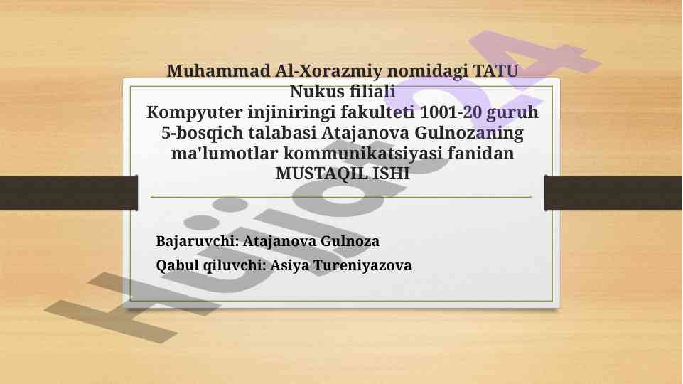 Aloqa tizimining vositalari haqida mustaqil ish