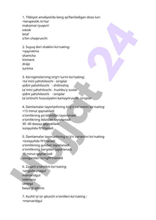 Tibbiyot amaliyotida suyuq dori shakllari