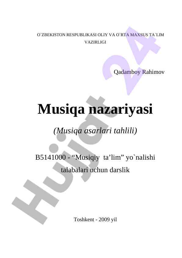 Musiqa nazariyasi darsligi talabalar uchun