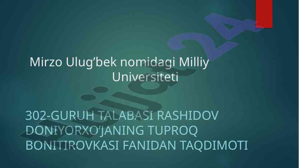 Sug’oriladigan yerlarni sifatini baholash taqdimoti