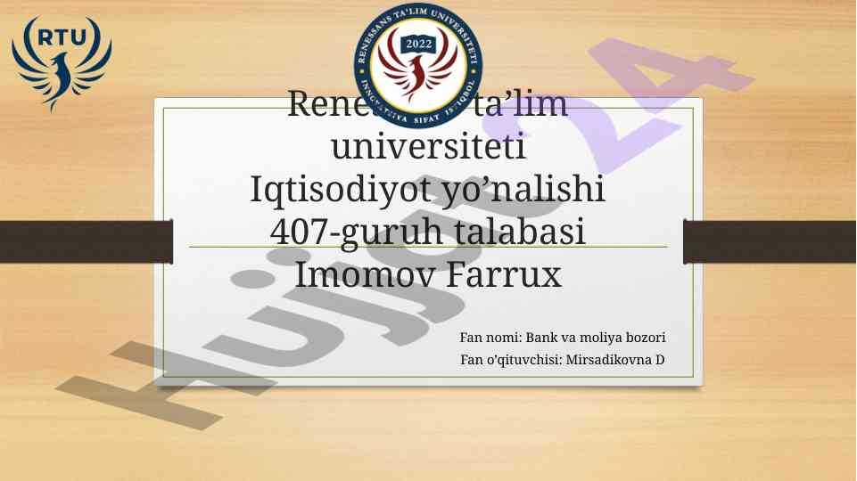 Xitoy xalq banki tizimi tarixi va tuzilishi