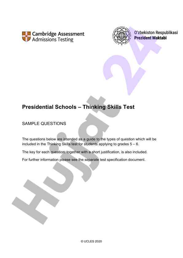 Thinking skills test sample questions overview