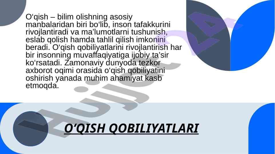 O‘qish qobiliyatlarini rivojlantirish usullari