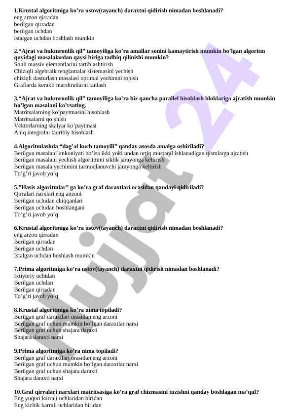Algoritmlar va ularning amaliy tadbiqlari