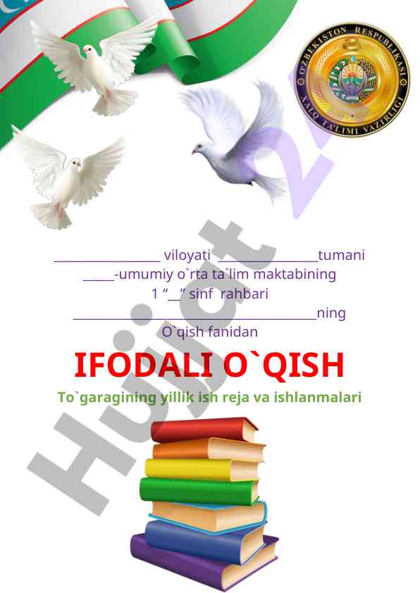 Ifodali oqish to'garagi yillik ish rejasi