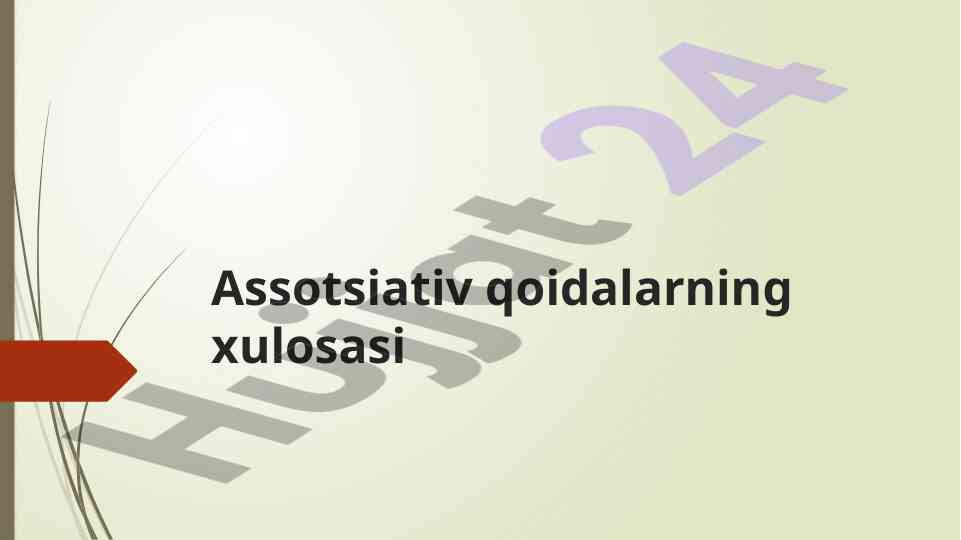 Assotsiativ qoidalarning xulosasi tahlili
